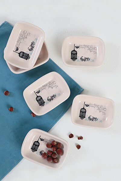 Keramika وعاء وجبات خفيفة مستطيل ريترو / قارب 13 سم 6 قطع