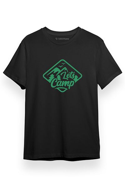Tshirthane Ανδρικό μπλουζάκι Lets Camp Μαύρο κοντομάνικο
