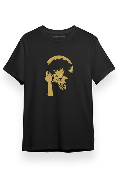 Tshirthane Ανδρικό μαύρο κοντομάνικο μπλουζάκι Cowboy Bebop Vintage Spike