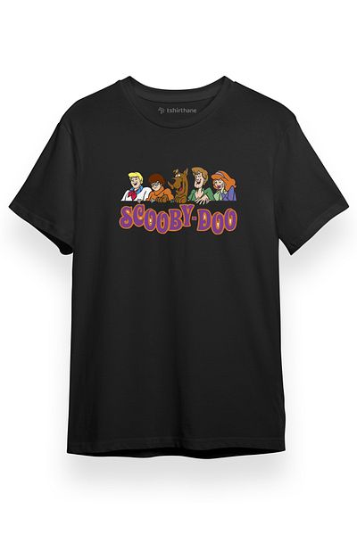 Tshirthane Scooby Doo Team Heads Logo Μαύρο κοντομάνικο ανδρικό μπλουζάκι