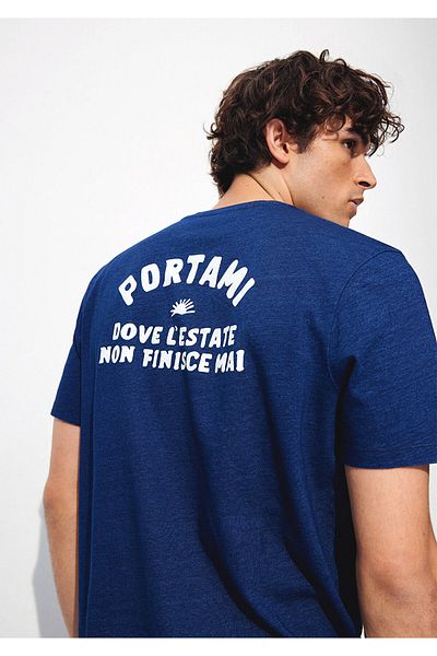 Mavi Navy Blue Regular Fit Back Printed T-Shirt - 0612334 -80790