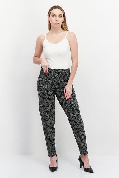 Scotch & Soda Women Regular Fit Textured Pant, Black/white