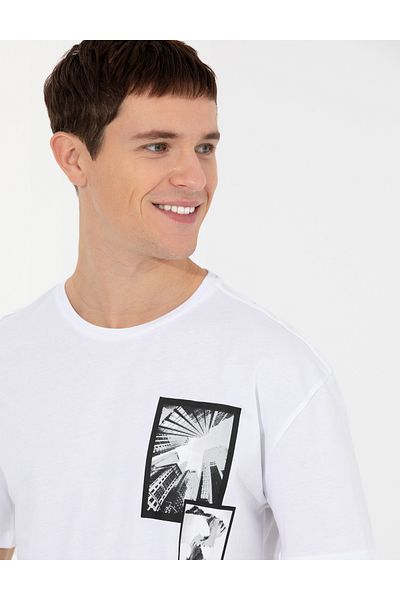 Pierre Cardin Λευκό μπλουζάκι με στάμπα Comfort Crew Neck 50253983-vr013
