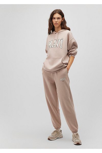 Mavi Beigefarbene Jogginghose mit Logo-Aufdruck - 1010757 -70043