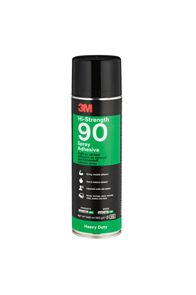 3M ™ Sprey 90 Yüksek Dirençli Sprey Yapıştırıcı, Şeffaf - 500 ml