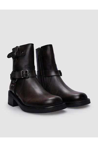 Cabani Genuine Leather Mink Women's Casual Boots - Zippered