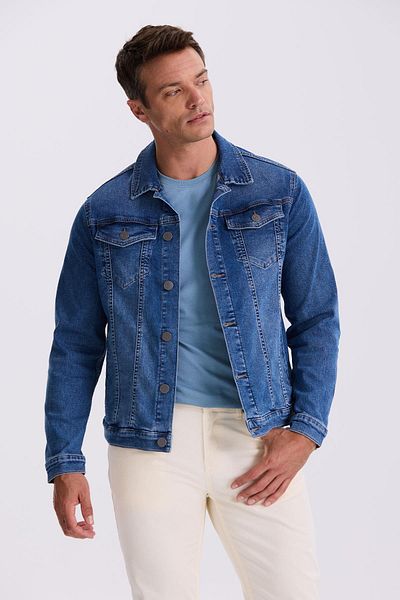 Jakamen Jachetă de blugi din denim, albastru, slim fit, cu guler pentru bebeluși