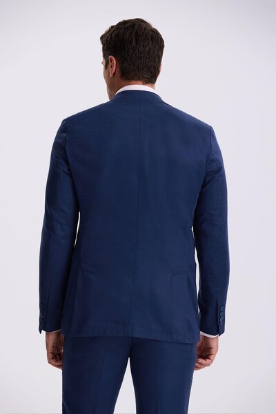 Jakamen Saks Slim Fit Mono Yaka  Çift Yırtmaç Torba Cepli Takım Elbise