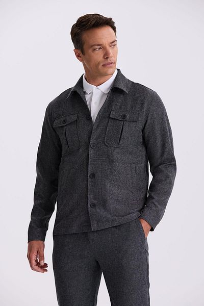 Jakamen Μαύρο Slim Fit Baby Collar Sports κοστούμι με τσέπες