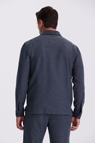 Jakamen Lacivert Slim Fit Bebe Yaka Cepli Spor Takım Elbise