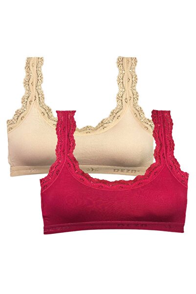 Royaleks 2 τεμάχια δαντελένιο κεντημένο μπαμπού γυναικείο μπουστάκι με επένδυ...