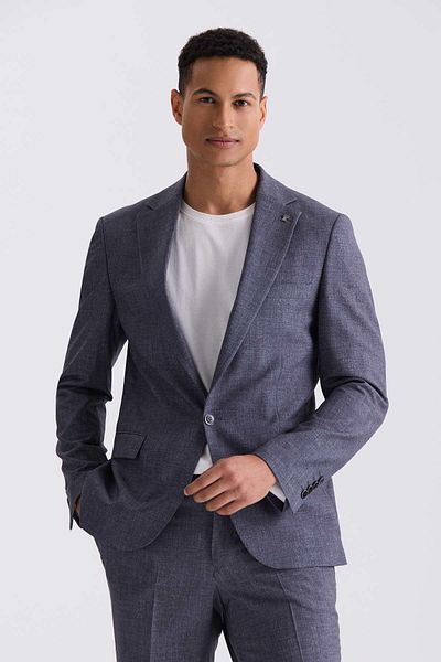 Jakamen Gray Slim Fit Mono Collar Single Button Sports Suit