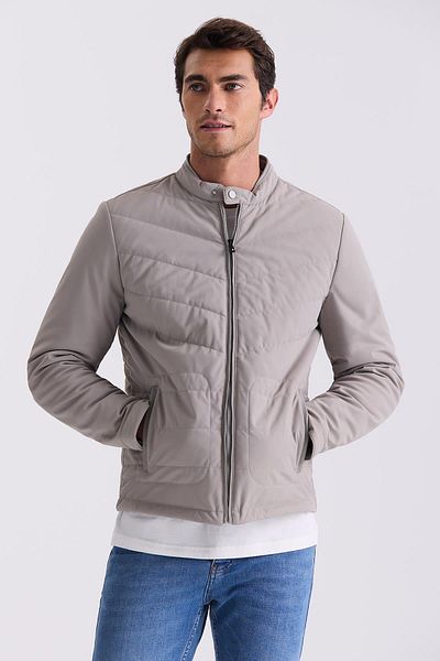 Jakamen Εποχιακό παλτό Stone Comfort Fit με γιακά και φερμουάρ μπροστά
