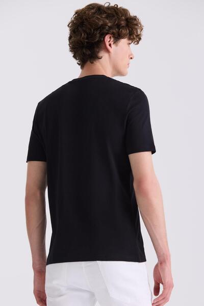 Jakamen Μαύρο Slim Fit T-shirt με Λαιμόκοψη Crew