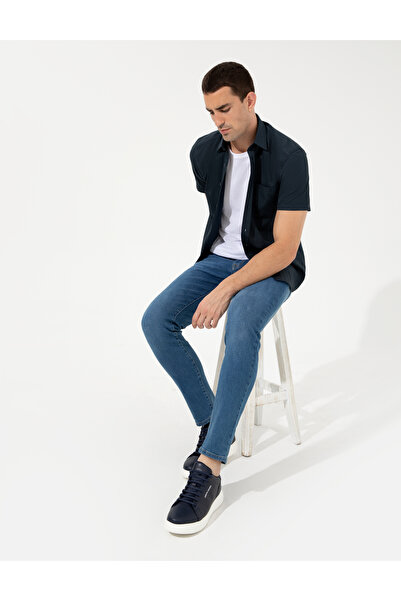 Pierre Cardin Lacivert Regular Fit Kısa Kollu Gömlek 50255266-VR033