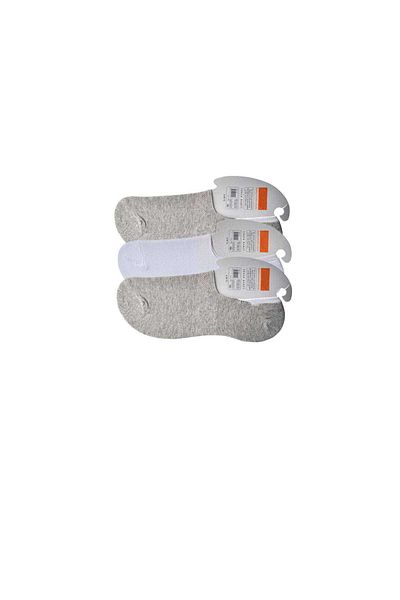 Royaleks Gray and White Men's Ballerina Socks 3 pairs