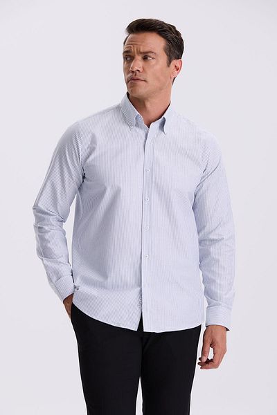 Jakamen Тъмносиня риза с яка с копчета, 100% памук и удобна кройка