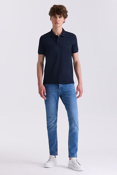 Jakamen Μπλουζάκι Polo Neck Slim Fit Navy Blue