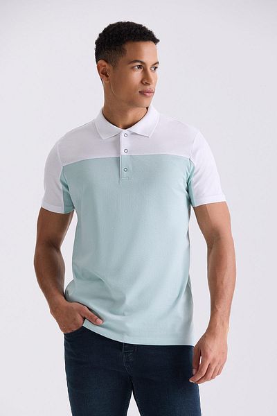 Jakamen Μπλουζάκι με γιακά πόλο Mint Slim Fit δίχρωμο