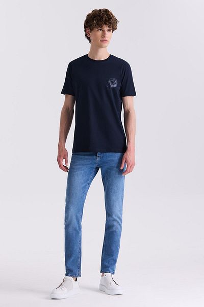 Jakamen Μπλουζάκι σε Λαβράκας Slim Fit με Στρογγυλή Λαιμόκοψη