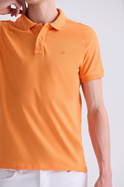 Jakamen Orange Slim Fit Polo Neck T-Shirt