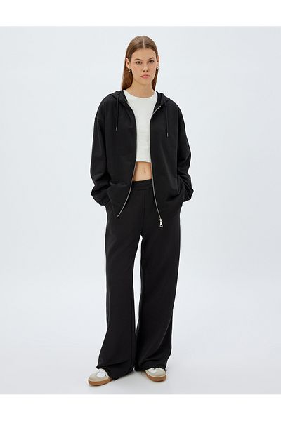 Koton Long Sleeve Three Thread Cotton Zipper Hooded Sweatshirt
