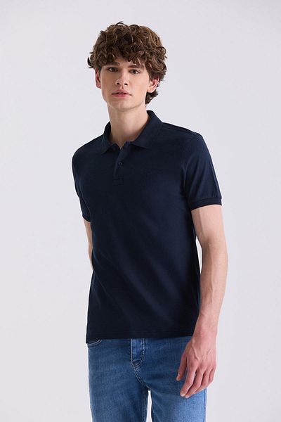 Jakamen Μπλουζάκι Polo Neck Slim Fit Navy Blue