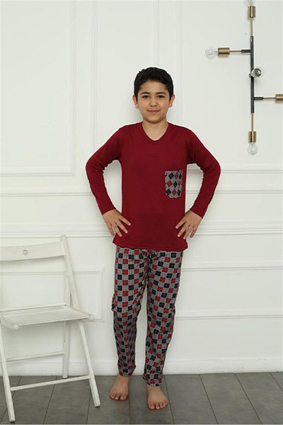 Akbeniz Boy's Combed Cotton Pajama Set 20385