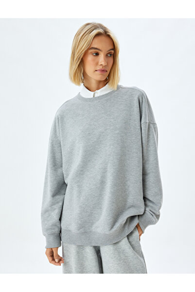 Koton Μακρυμάνικο φούτερ με λαιμόκοψη σε χαλαρή εφαρμογή