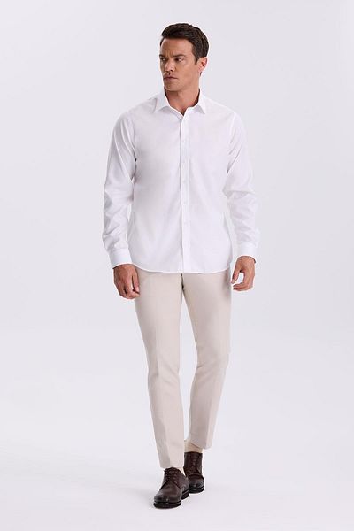 Jakamen Λευκό πουκάμισο Comfort Fit χωρίς σιδέρωμα 100% βαμβάκι