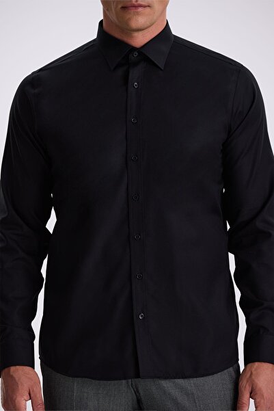 Jakamen Μαύρο πουκάμισο Comfort Fit χωρίς σιδέρωμα 100% βαμβάκι