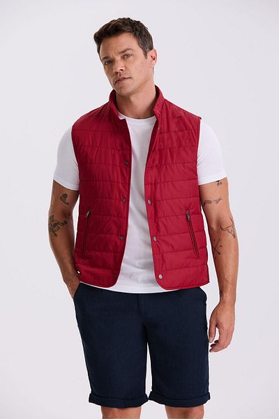Jakamen Red Judge Collar Fiber Slim Fit Vest