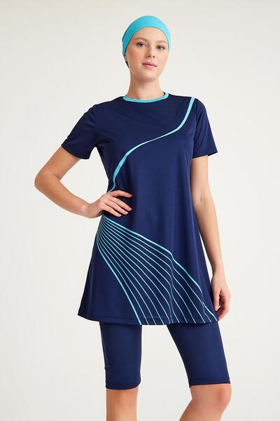 Plistre 2154_Μπούστο με στάμπα ημικαλυμμένο 3 τεμάχιο μαγιό Hijab