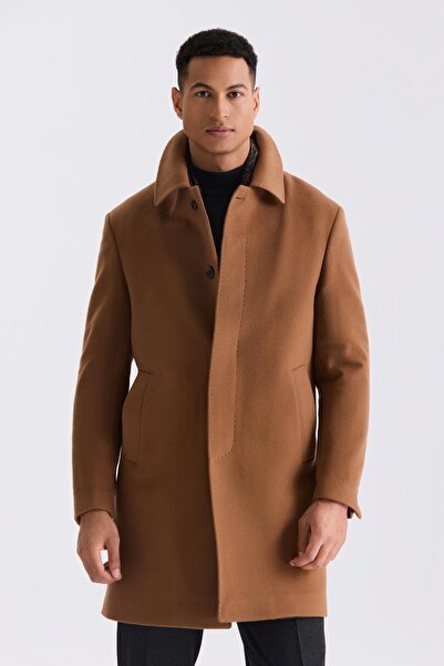 Jakamen Taba Comfort Fit Berber Collar Wool Cashew Coat