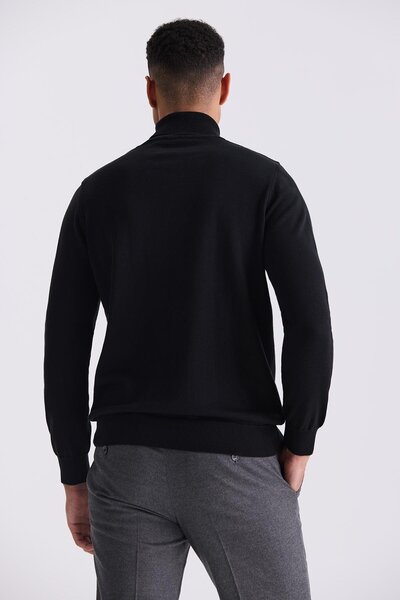 Jakamen Μαύρο πλεκτό πουλόβερ με λεπτή εφαρμογή με ολόκληρο ζιβάγκο