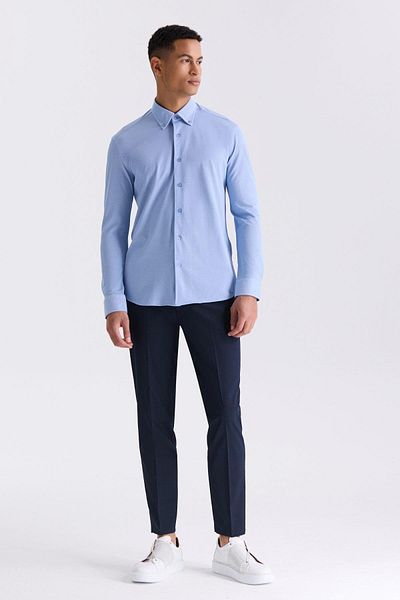 Jakamen Μπλε πουκάμισο με κουμπιά με γιακά Comfort Fit