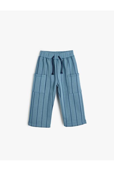 Koton Striped Sweatpants with Tie Waist Pocket Detail