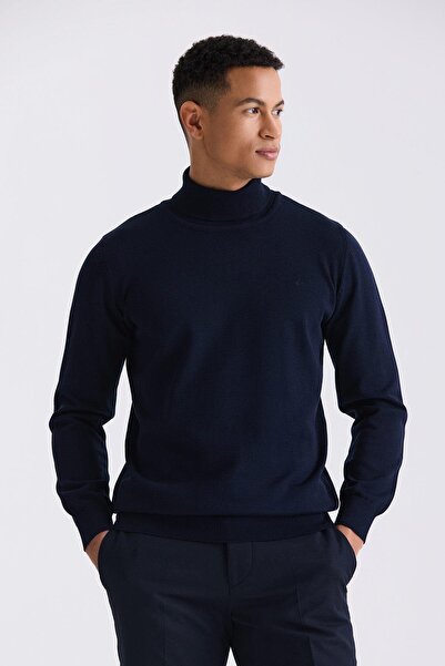 Jakamen Navy Blue Slim Fit Full Turtleneck Sweater