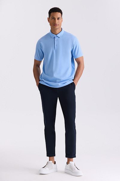 Jakamen Μπλουζάκι με λαιμόκοψη Polo Blue Slim Fit 100% βαμβακερό Mercerized