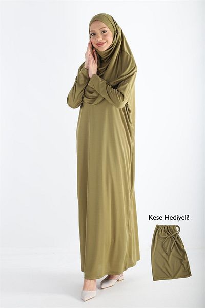 Plistre 2133_One Piece Αντιολισθητικό Φόρεμα Προσευχής Hijab - Κεφαλή με Μπόνε