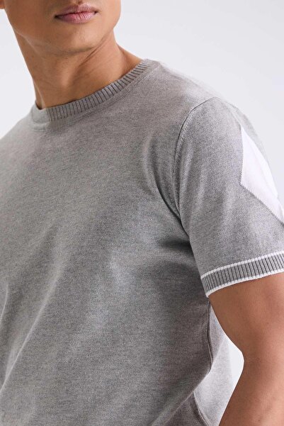 Jakamen Gray Slim Fit Knitwear Crew Neck T-Shirt
