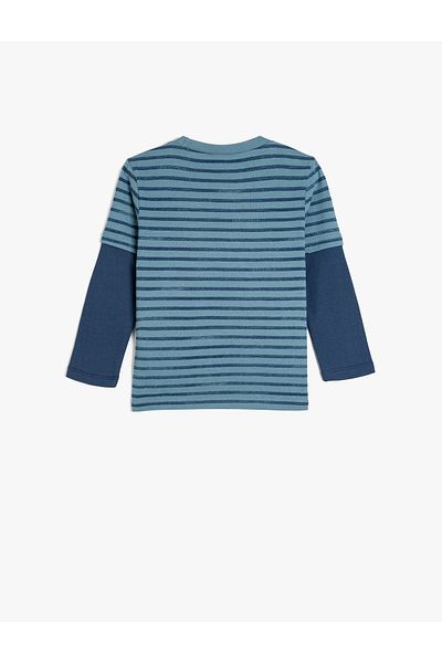 Koton Cotton Long Sleeve - Tiger Embroidered Crew Neck T-Shirt