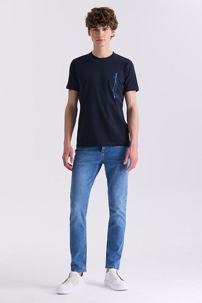 Jakamen Μπλουζάκι Slim Fit Λευκός Λαιμός Crew Neck