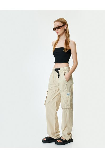 Koton Oversize Cargo Pants with Elastic Waist Belt