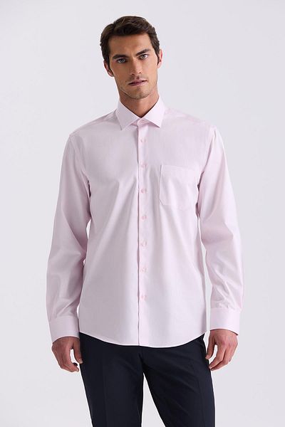 Jakamen Ροζ Classic Fit 100% βαμβακερό πουκάμισο