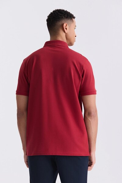 Jakamen Claret Red Slim Fit 100% Cotton Mercerized Polo Neck T-Shirt