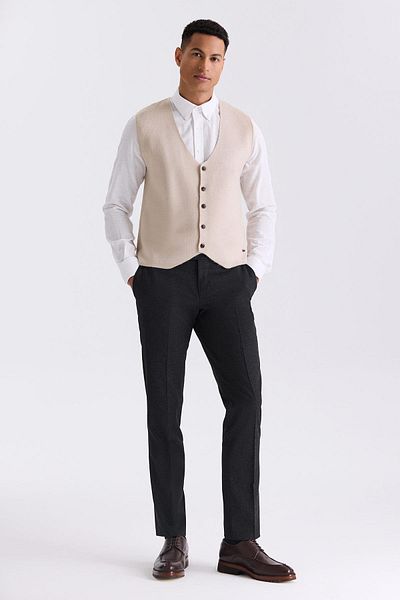 Jakamen Beige Slim Fit Men's Knitwear Vest