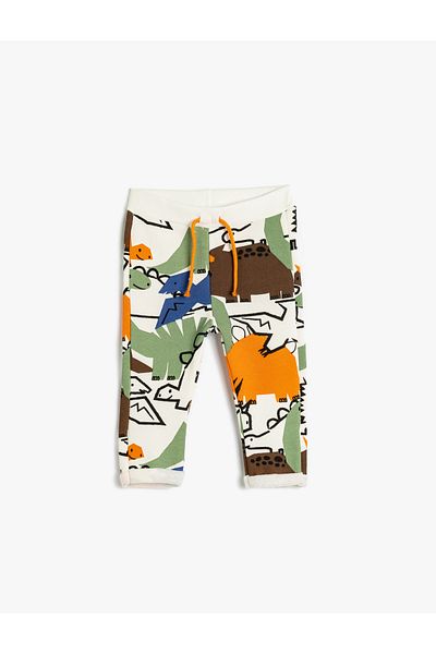Koton Cotton Jogger Sweatpants - Animals Printed, Tie Waist Ribbed