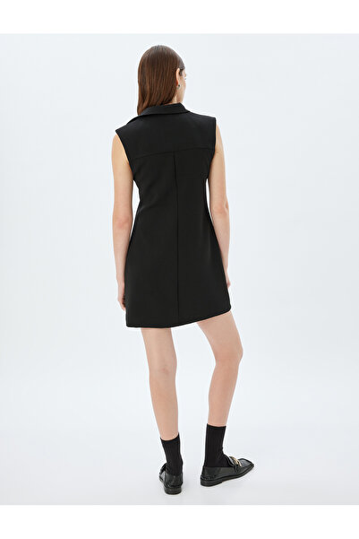 Koton Rochie cămașă fără mâneci cu nasturi de dimensiuni mini