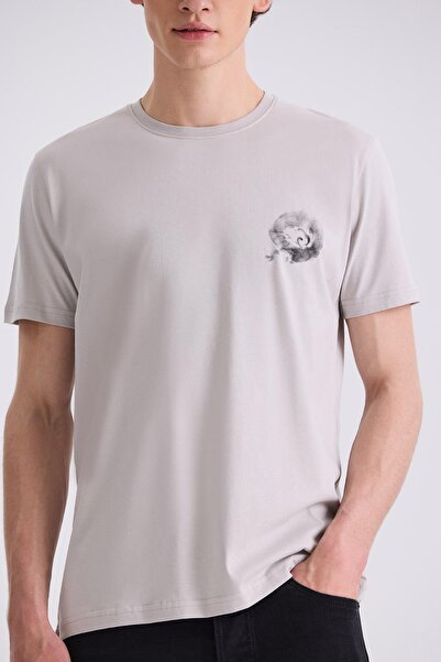 Jakamen Gray Slim Fit Crew Neck T-Shirt